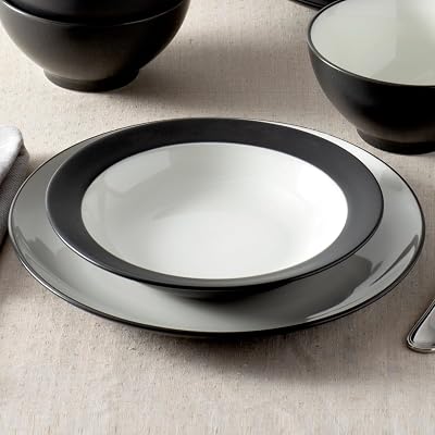 Noritake Colorwave Graphite 12-Piece Coupe Dinnerware Set, Service for 4