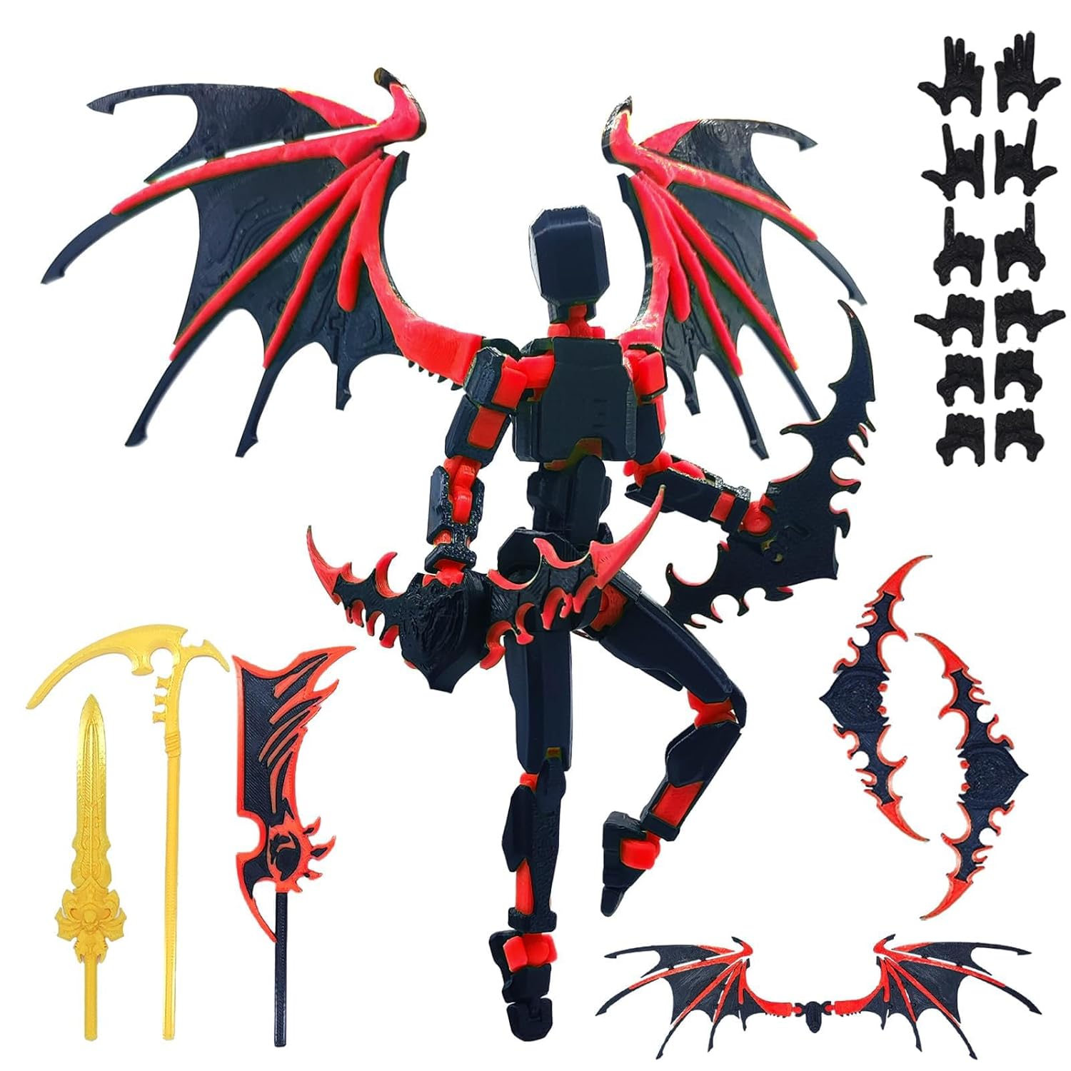 RAMONI Action Figure Toys, 3D Printed Toys, Multi-Jointed Dummy 13 Action Figure with 9 Accessories, Articulated T13 Action Figure Robot Toy Set Game Desktop Decoration for Gifts