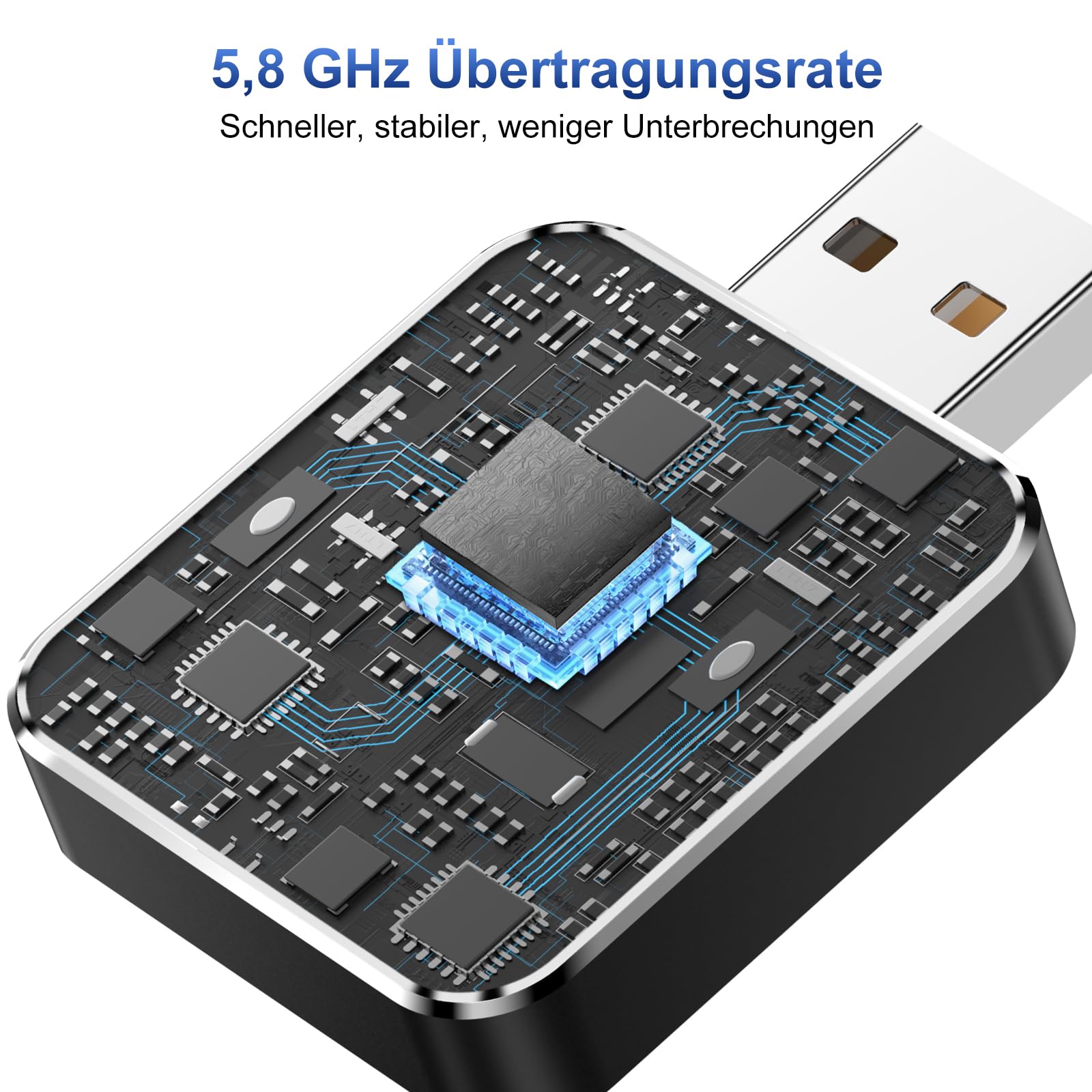 Mini Kabelloser CarPlay Adapter für iPhone - Wireless CarPlay Dongle Box, wandelt werkseitig verkabeltes CarPlay in kabelloses CarPlay um, Plug-and-Play, extrem geringe Verzögerung