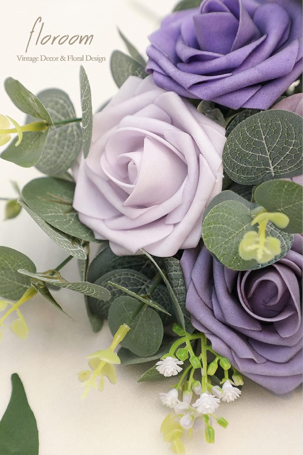 Floroom Artificial Flowers 25pcs Real Looking Lavender Purple Ombre Colors Foam Fake Roses with Stems for DIY Wedding Bouquets Bridal Shower Floral Centerpieces Party Tables Home Decorations - Image 3
