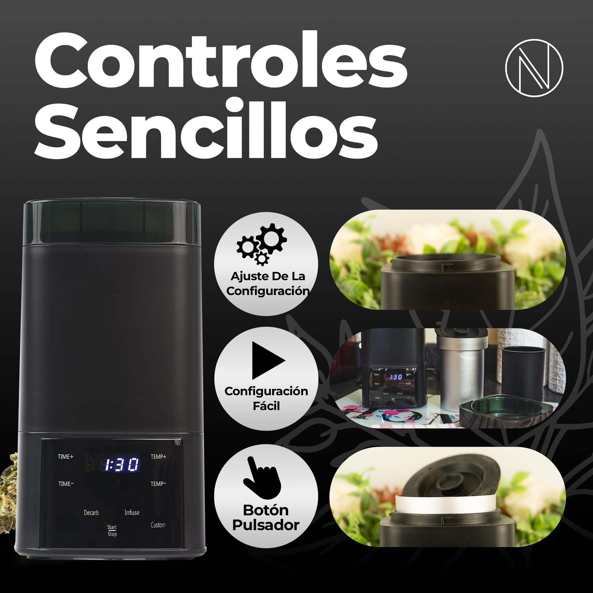 Nebula Descarboxilador E Infusor Boost | Sin Desperdicios | Negro | Activación De Hierbas E Infusión | Máquina Para Mantequilla Y Aparato Para La Preparación | Tapa Con Diseño Mejorado
