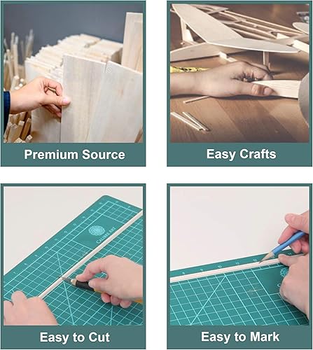 Miniatura 5 de CRAFTIFF Hojas de madera de balsa piezas de madera finas sin terminar para manualidades de 116 de grosor, 12 x 4 pulgadas, paquete de 6 (12 x 4