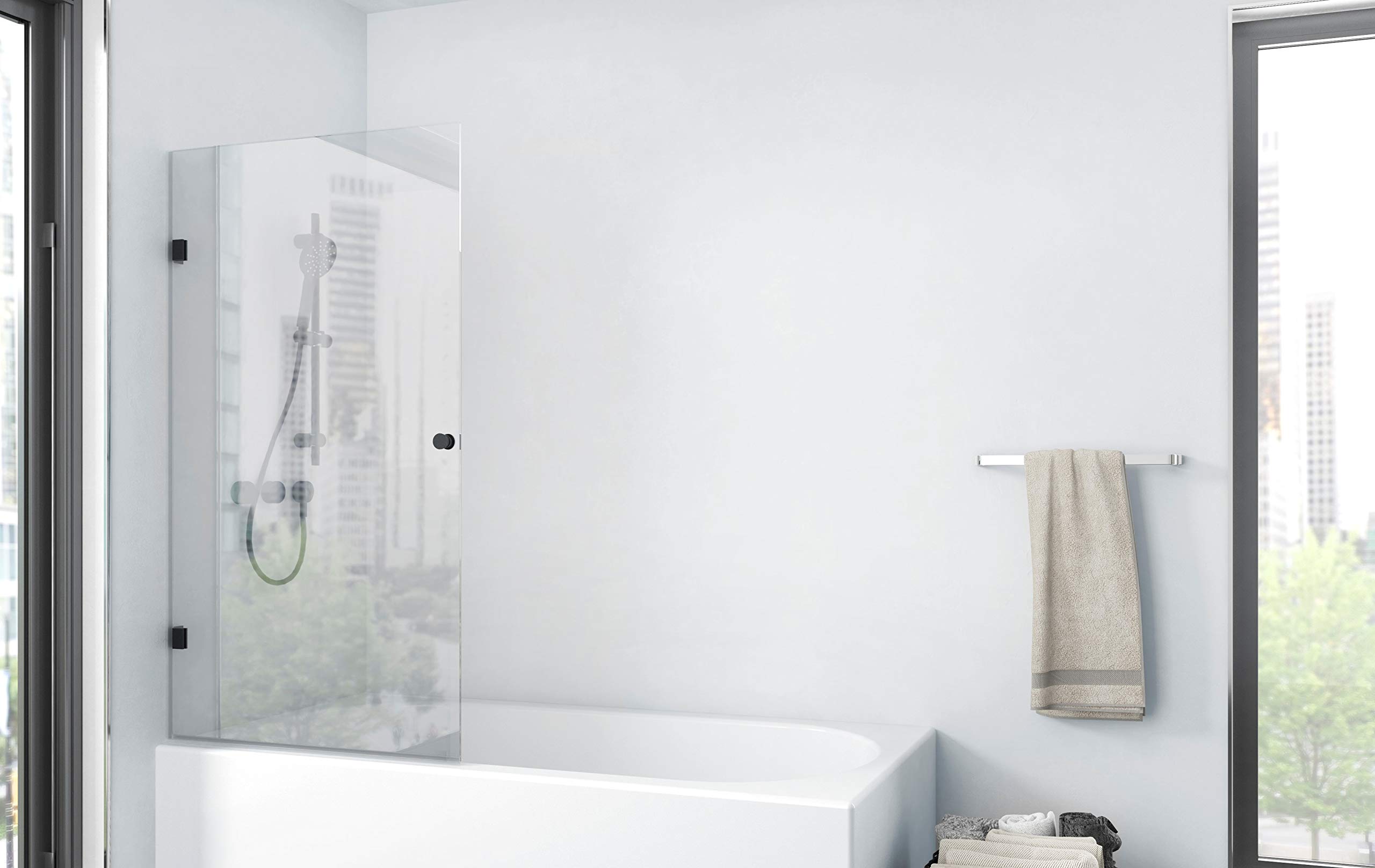 Mampara de ducha GALLERY 80 x 140 cm - abatible en una parte - montable en ambos lados - vidrio de seguridad monocapa de 4 mm de espesor - diseño negro mate