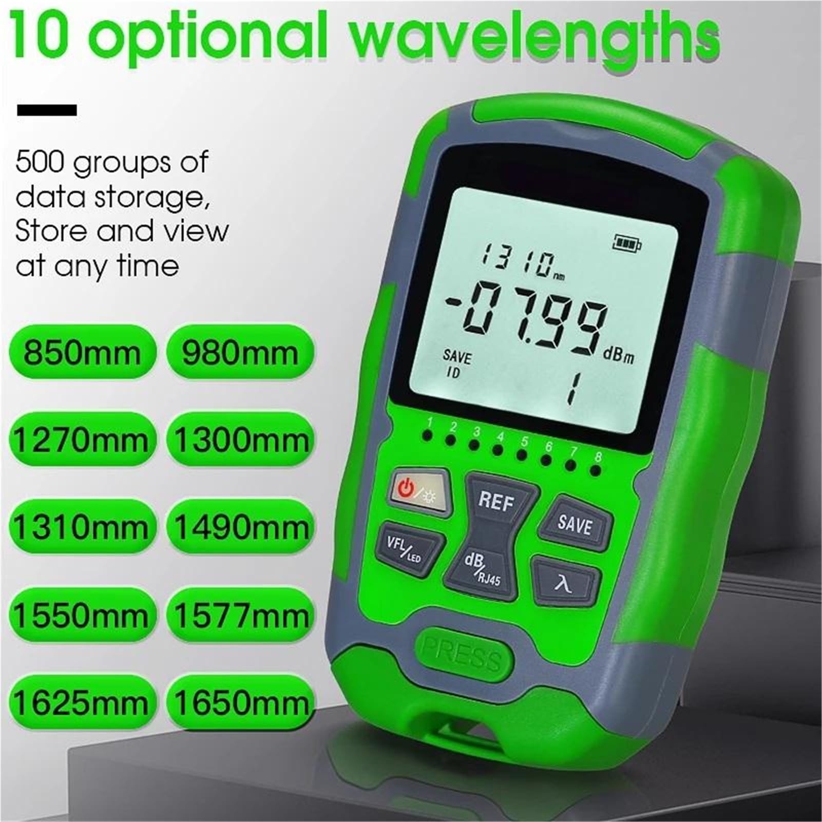 Probador de fibra óptica recargable 4 en 1, mini medidor potencia, -70 ~ +10 20MW pruebas red RJ45, iluminación LED para prueba