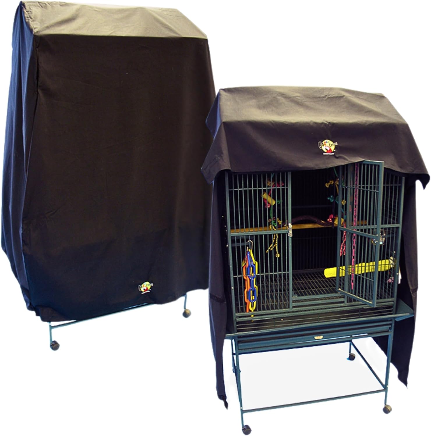 Cozzzy Covers Model 3224 PT Universal Cage Cover 56" Tall Poly-Cotton Black for Extra Large Play Top Bird Cages 28" to 32" Wide 20" to 24" Deep for Macaws and Cockatoos Sleep and Privacy
