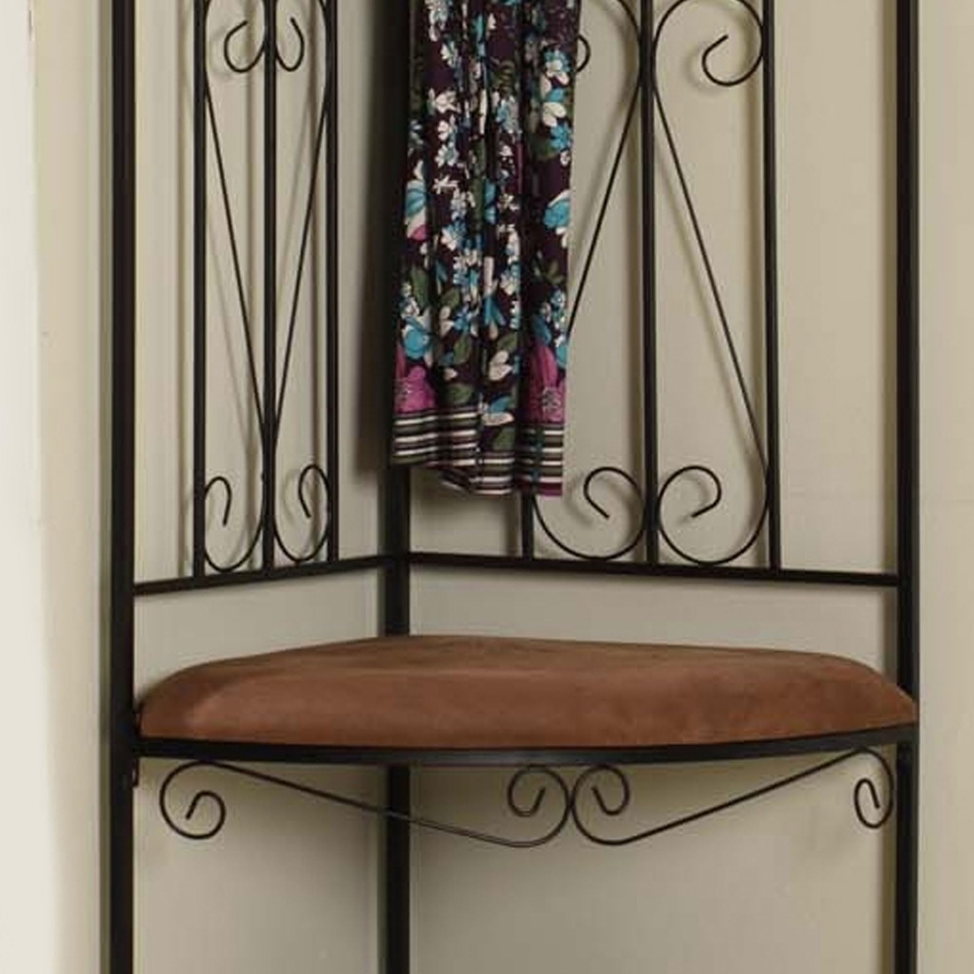 Snapklik.com : Kings Brand Black Metal Corner Entryway Hallway Rack