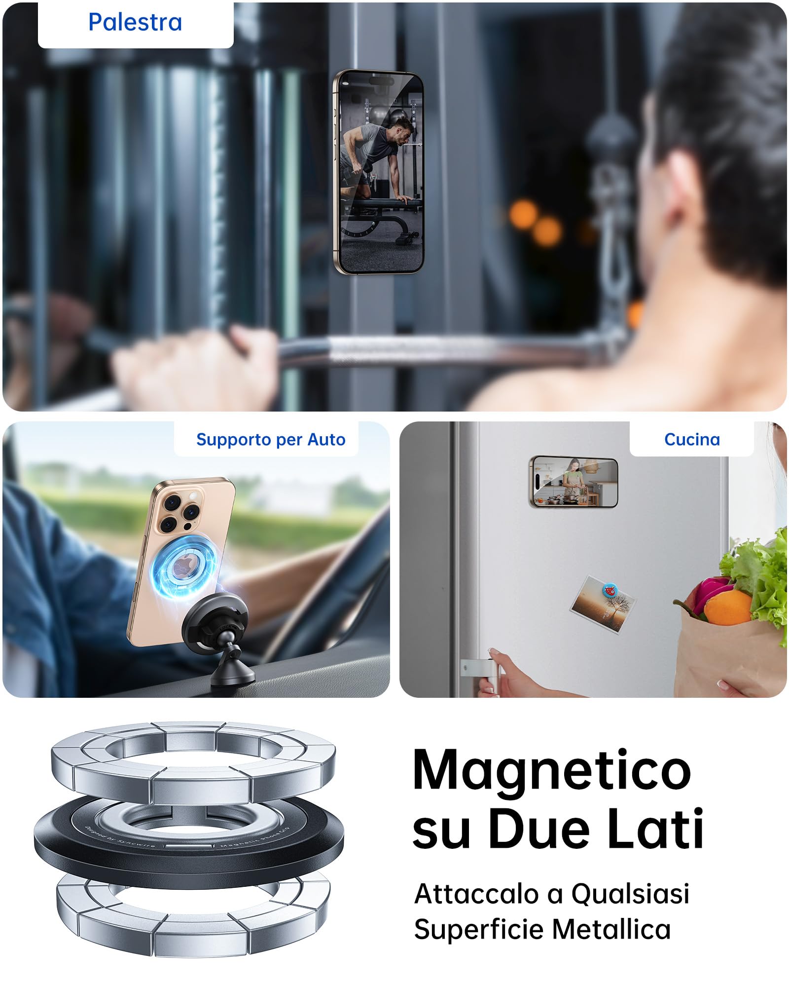SYNCWIRE MagSafe - Supporto magnetico ad anello per telefono cellulare, rotazione a 360°, compatibile con iPhone 17, 16, 15, 14, 13, 12 Pro Max, compatibile con accessori MagSafe