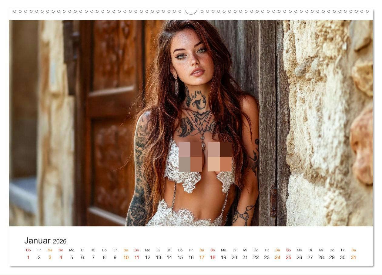 Tattoo Erotik - Sinnliche Kunstwerke (Wandkalender 2026 DIN A2 quer), CALVENDO Monatskalender: Tätowierung auf nackter Haut. (CALVENDO Erotik)