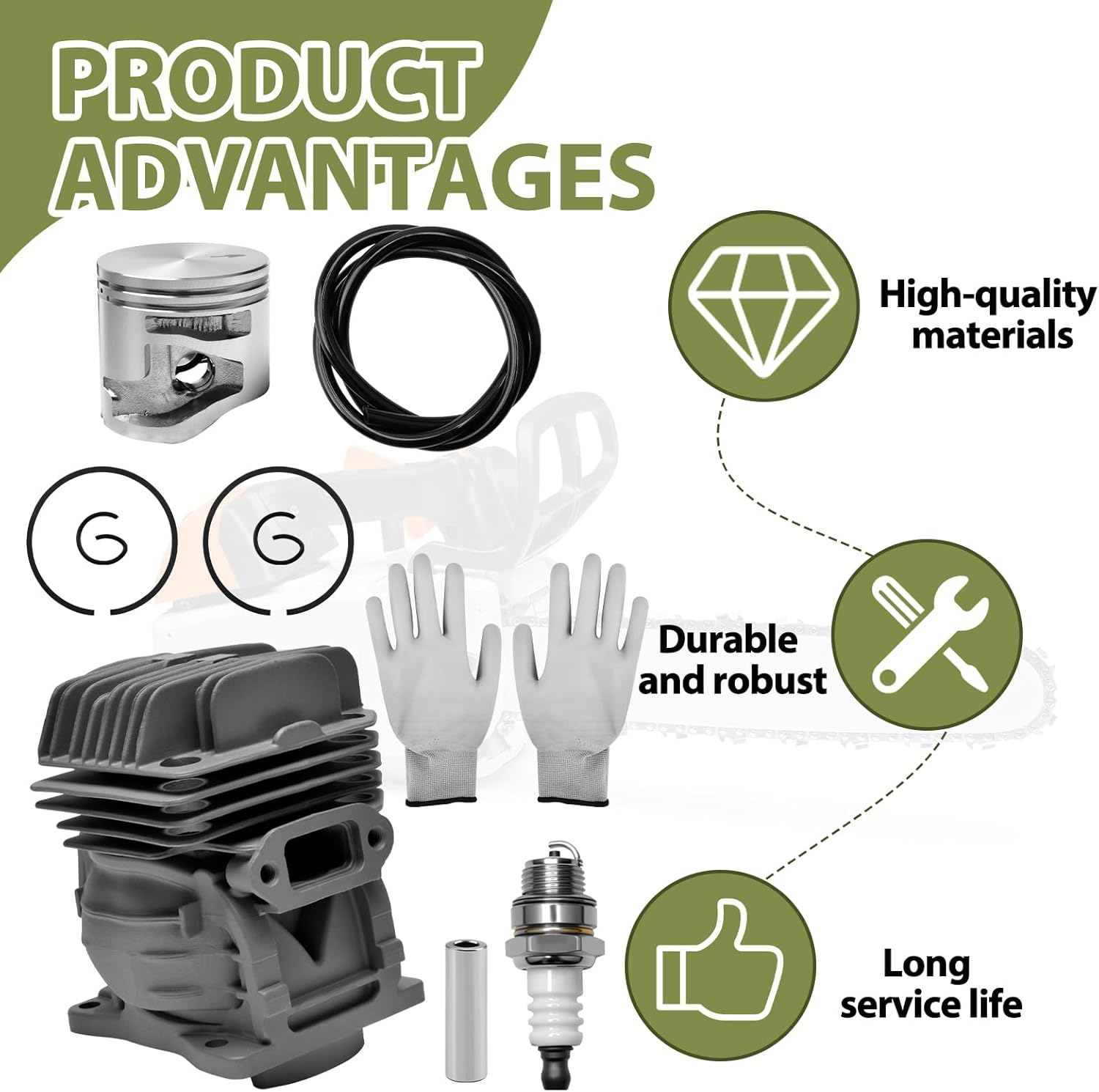40mm Cylinder Piston Assembly Kit Compatible with Stihl Chainsaw MS201 MS201T MS201C MS201TC MS201Z Replace 1145-020-1200