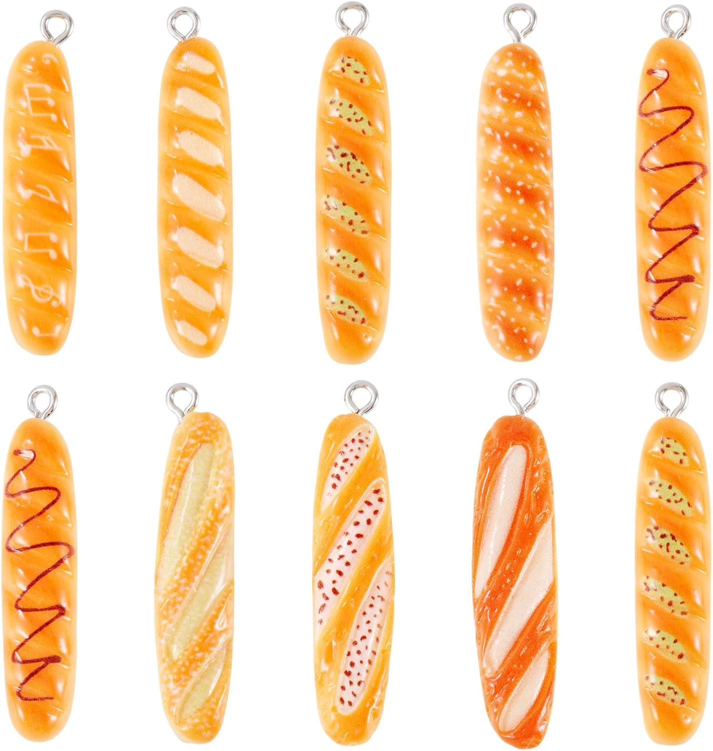 Resin Bread Charms Baking Handmade Croissant French Bread Baguette Toast Pendants Cute Imitation Food Charms for DIY Crafts Keychain Necklace Hang Ornament Jewelry Making - Image 7