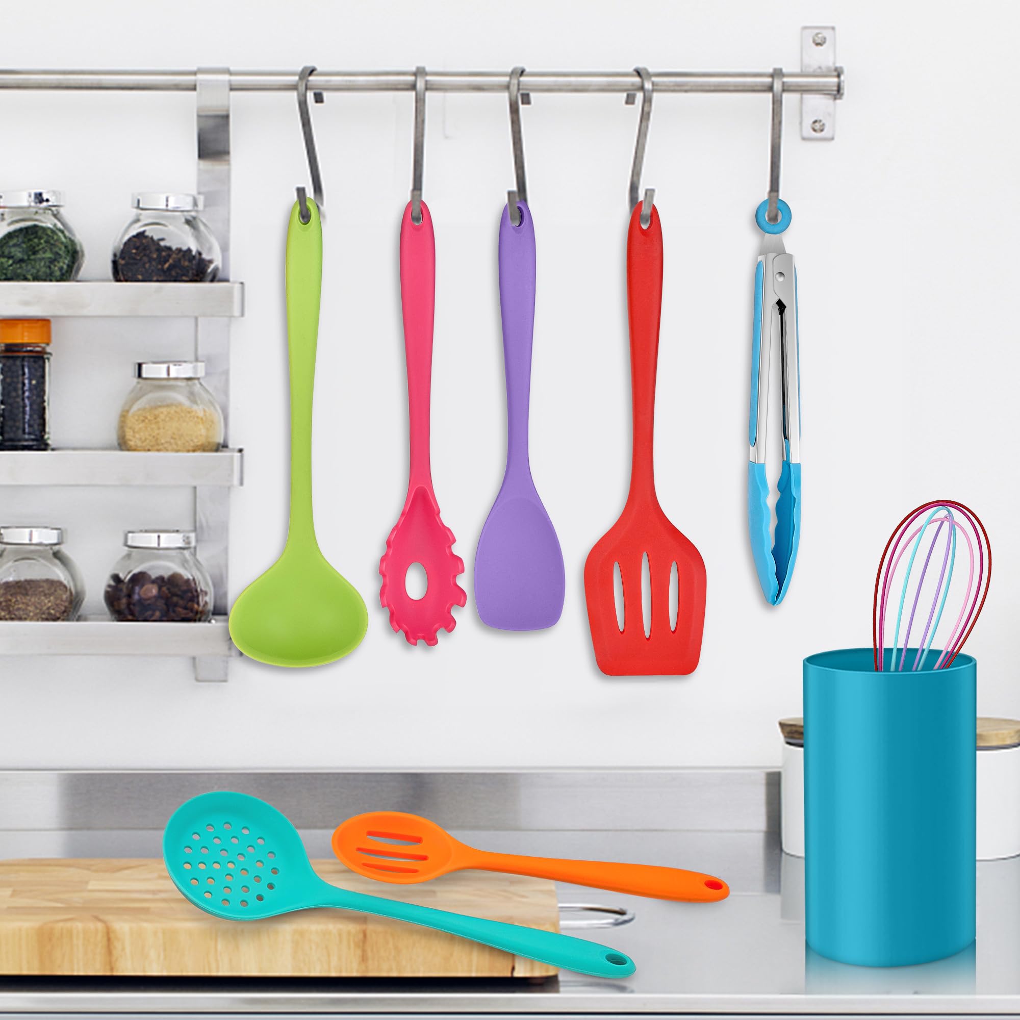 Lot De 6 Ustensiles De Cuisine En Silicone Anti-adhésif - Résistants à 230°C, Multicolores - Pour Cuisson Et Pâtisserie