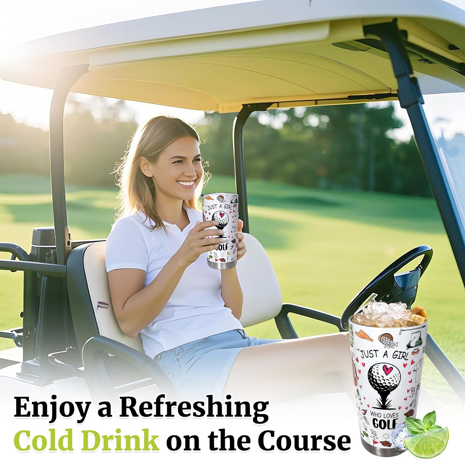 Golf Gifts for Women, Golfing Accessories for Women, Gifts for Golfer Lovers, 20 Oz Travel Golfing Tumbler for Girl, GolfingGifts, Womens Golf Essentials for Tournaments Course Gatherings - Image 4