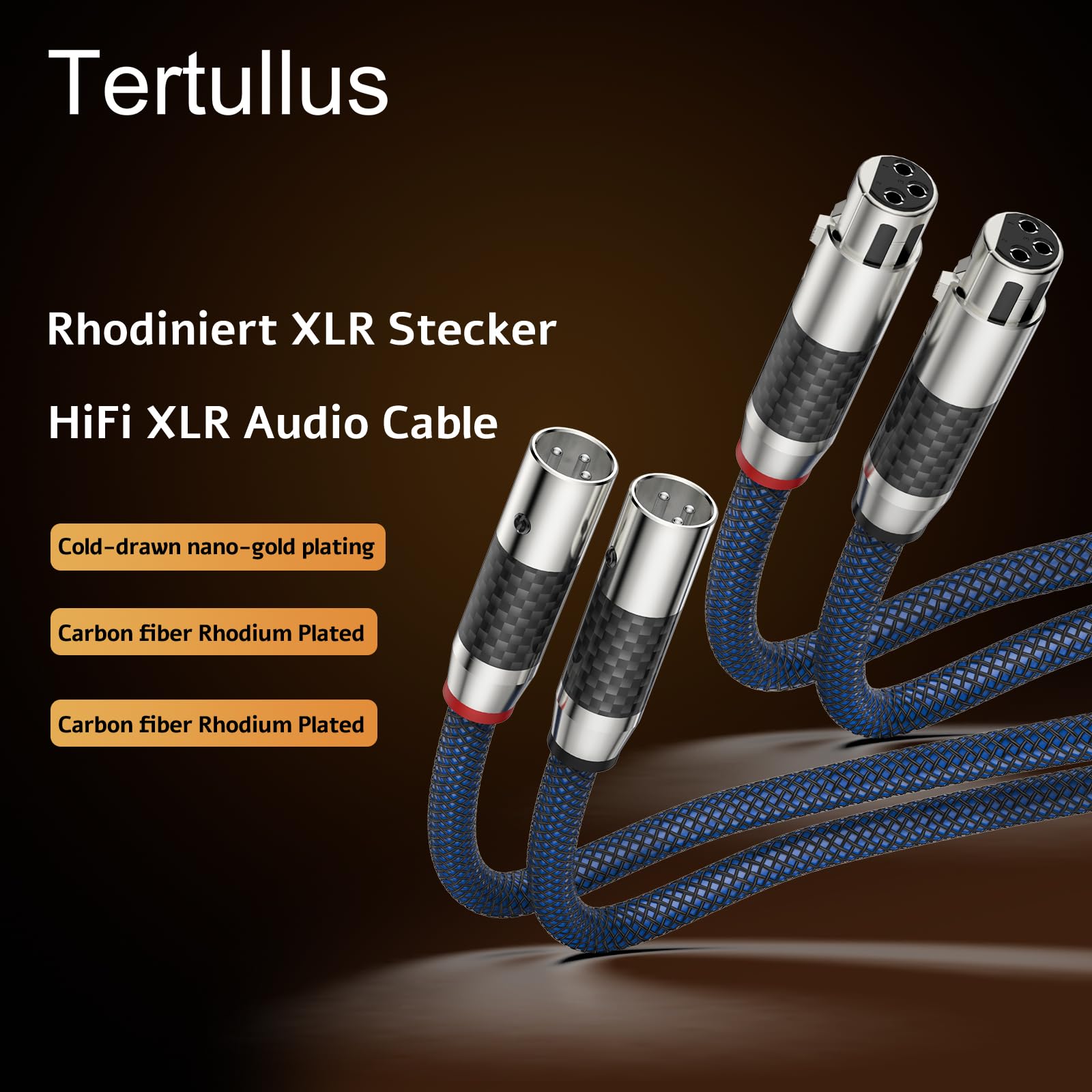 Tertullus High End XLR Kabel Audiokabel 1.5m XLR Stecker auf Buchse hifi Versilbert OFC xlr Stereo Kabel für CD, Power Amplifier, Monitorlautsprecher, Kopfhörer Verstärker