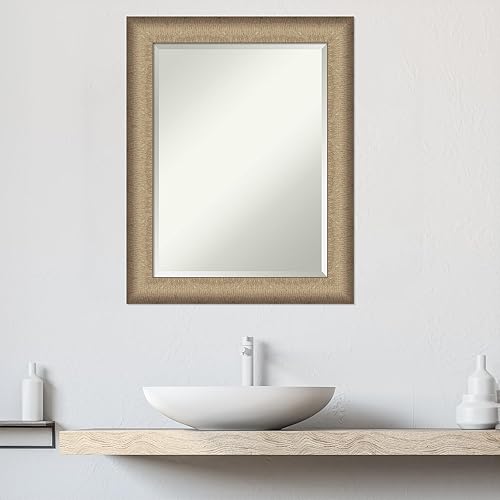 Miniatura 5 de Amanti Art Espejo de baño, elegante espejo de pared de bronce cepillado para usar como espejo de tocador de baño sobre el fregadero (28.75 x 22.75