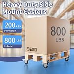 Side Mount Plate Caster Wheels - Thickened L-Shaped Mounting ,Heavy Duty 800 LBS,Set of 4 with Brake,360° Swivel,Locking,Castor Wheels for Furniture,Carts,Cabinet,Table(Black, 2 inchs)