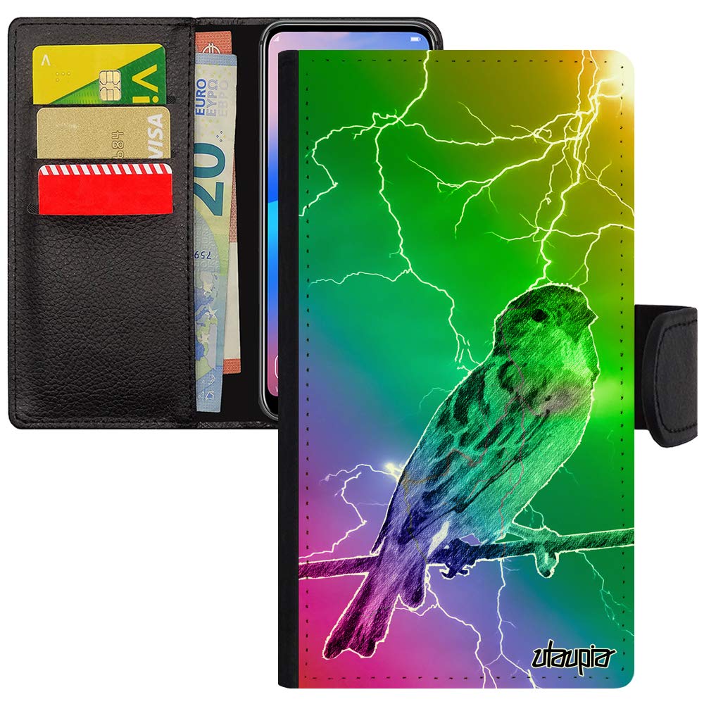 Coque clapet iPhone SE 2022 simili cuir oiseau protège-écran et cartes