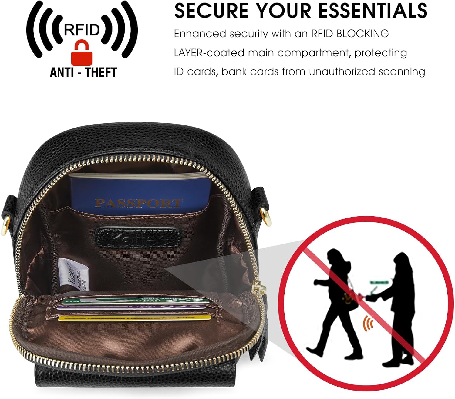 Kattee Small Leather Crossbody Bags for Women, Crossbody Cell Phone Purses Shoulder Handbags with Card Slots, RFID Blocking - Image 5