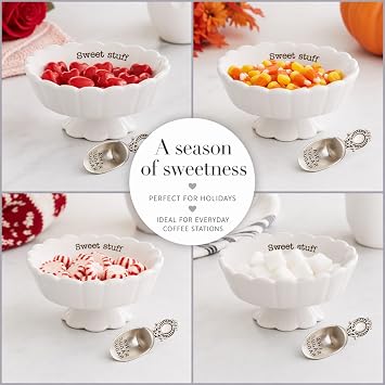 Mud Pie 4881012S Candy Dish Sweet Stuff with Scoop, White