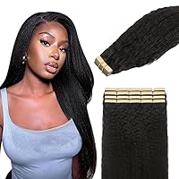 Vista 117 de Lashey Extensiones de Cabello Humano con Cinta Adhesiva Negro Natural 100% Remy Cabello Humano Liso Extensiones de Cabello con Cinta Largas de 24