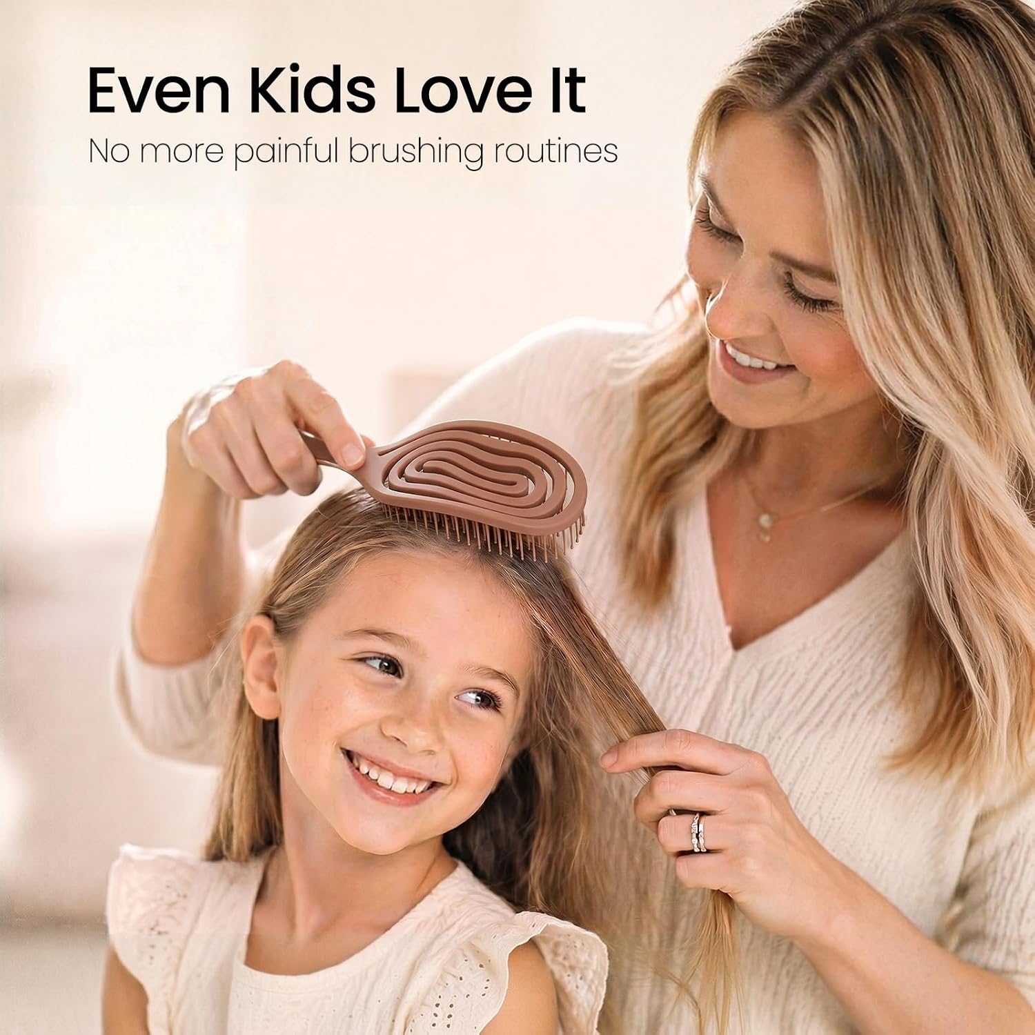 AIMIKE Spiral Flex Hair Brush for Fine Hair, Gentle Detangler with Ultra-Soft FlexGlide Bristles, Pain-Free Glide-Through Detangling, Smooth & Comfortable, Wet Dry Vented Hairbrush for Women & Kids