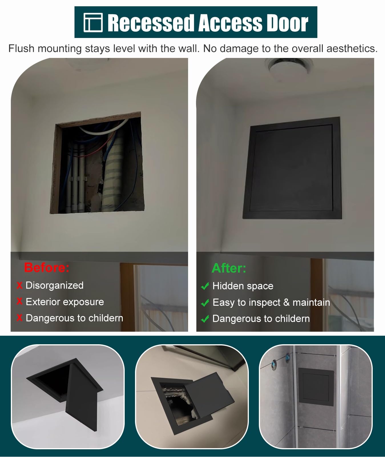 Metalowy panel dostępu do płyt kartonowo-gipsowych i sufitów, magnetyczne drzwi inspekcyjne do instalacji wodno-kanalizacyjnych i dostępu do poddasza