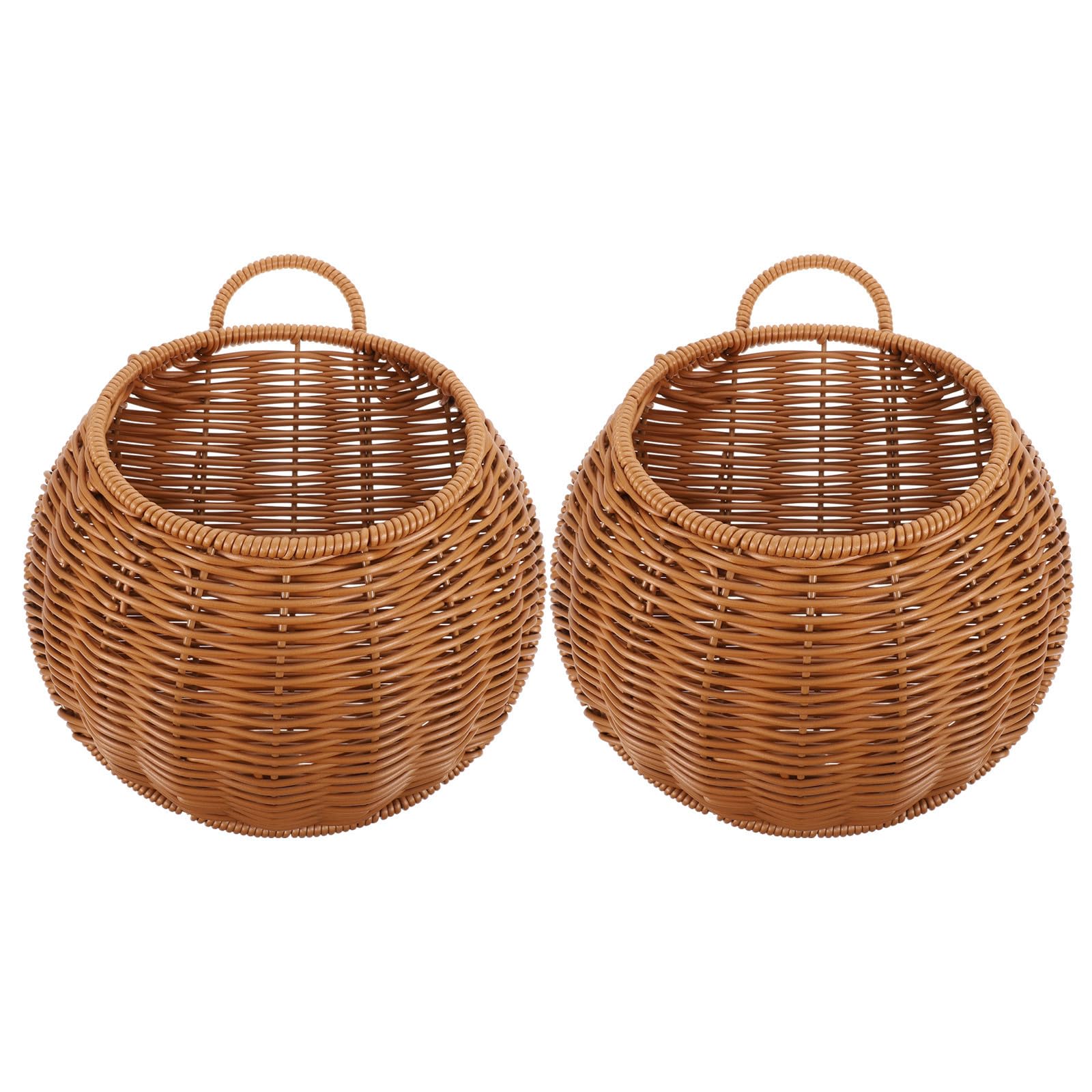 Cesta de ratán sintético de pared colgante diseño semicircular pack 2