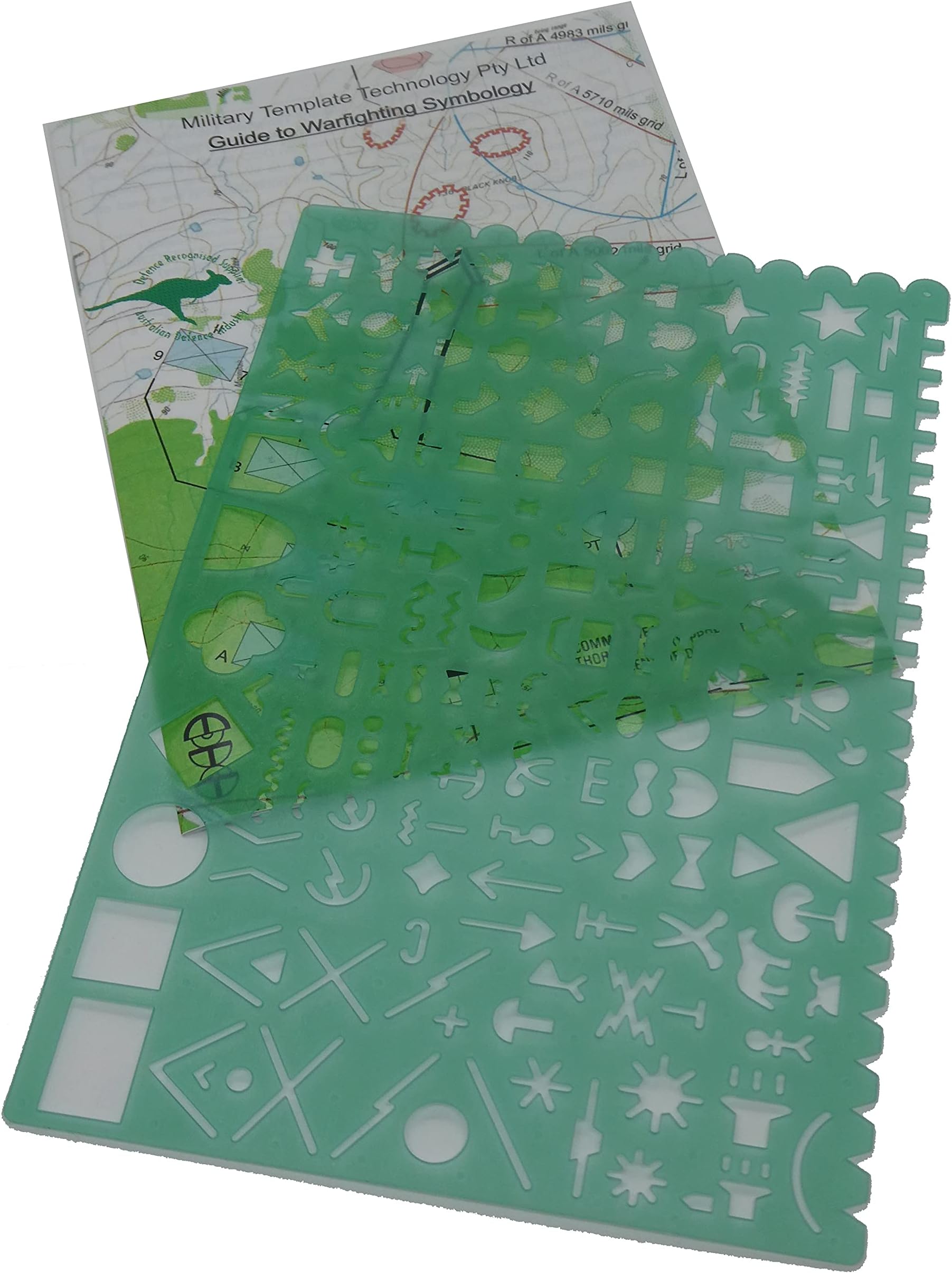 Military Warfighting Symbology Stencil Template & Guide - Complies with MIL-STD 2525A-E for Tactical Maps & Military Planning