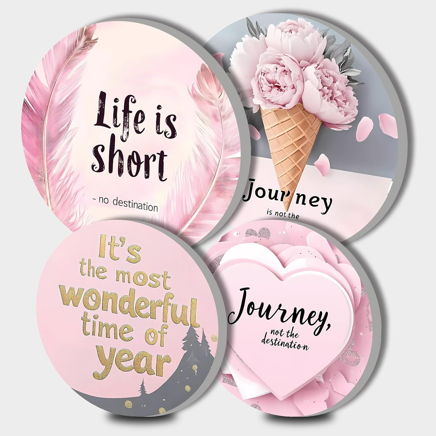 Pink Electric Stove Burner Covers，4 Pcs Pink Decor Round Stove Burner Cover，8 Inches and 10 Inches，Gas Stove Burner Cover,Metal Cooktop Decorative Home Decor,Gifts for Woman，Sisters，Mother，Lover