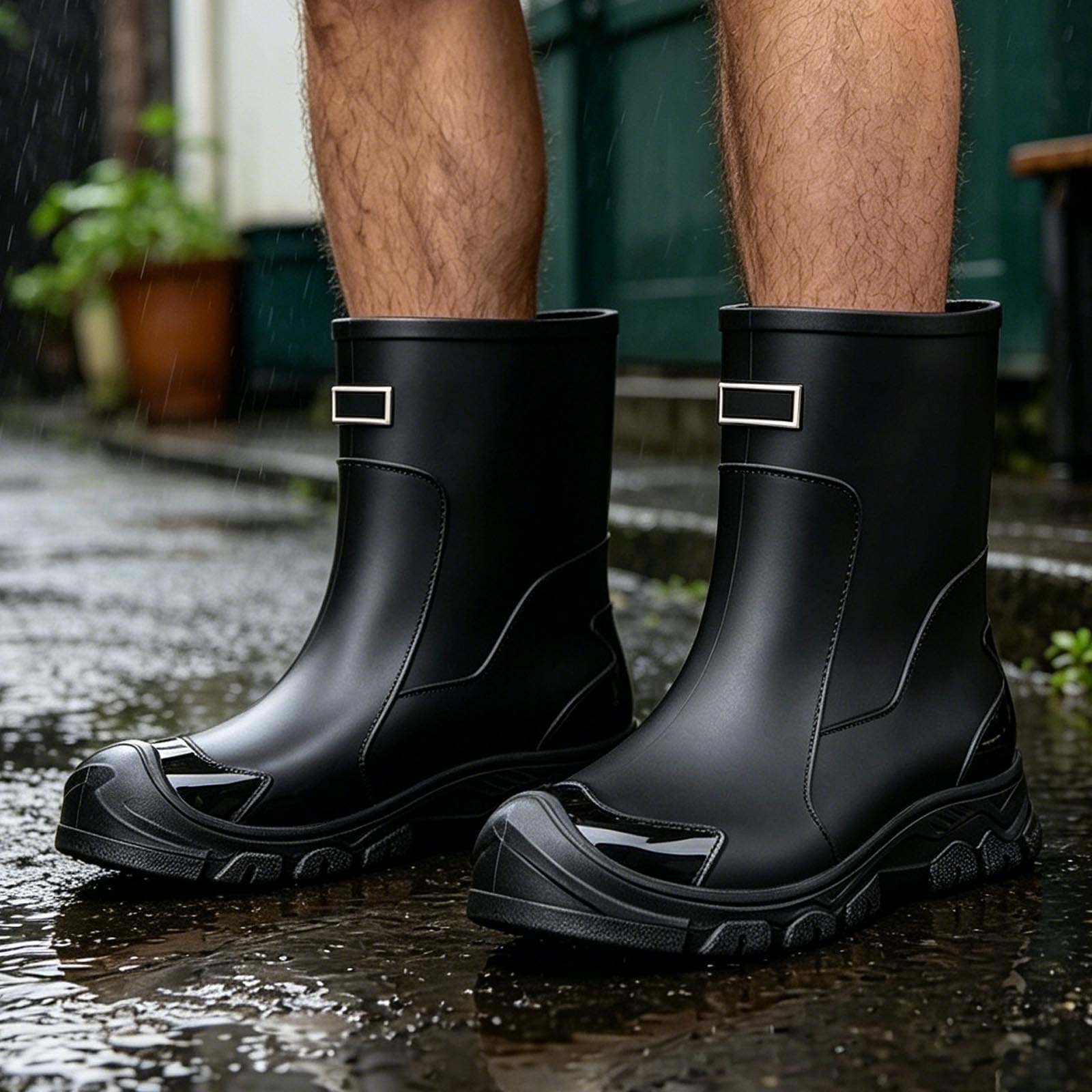 Regenstiefel Leicht Herren Gartenschuhe Arbeit Damen Freizeit Gummischuhe Erwachsene Winter Gummistiefel Garten Stiefeletten Wasserdicht