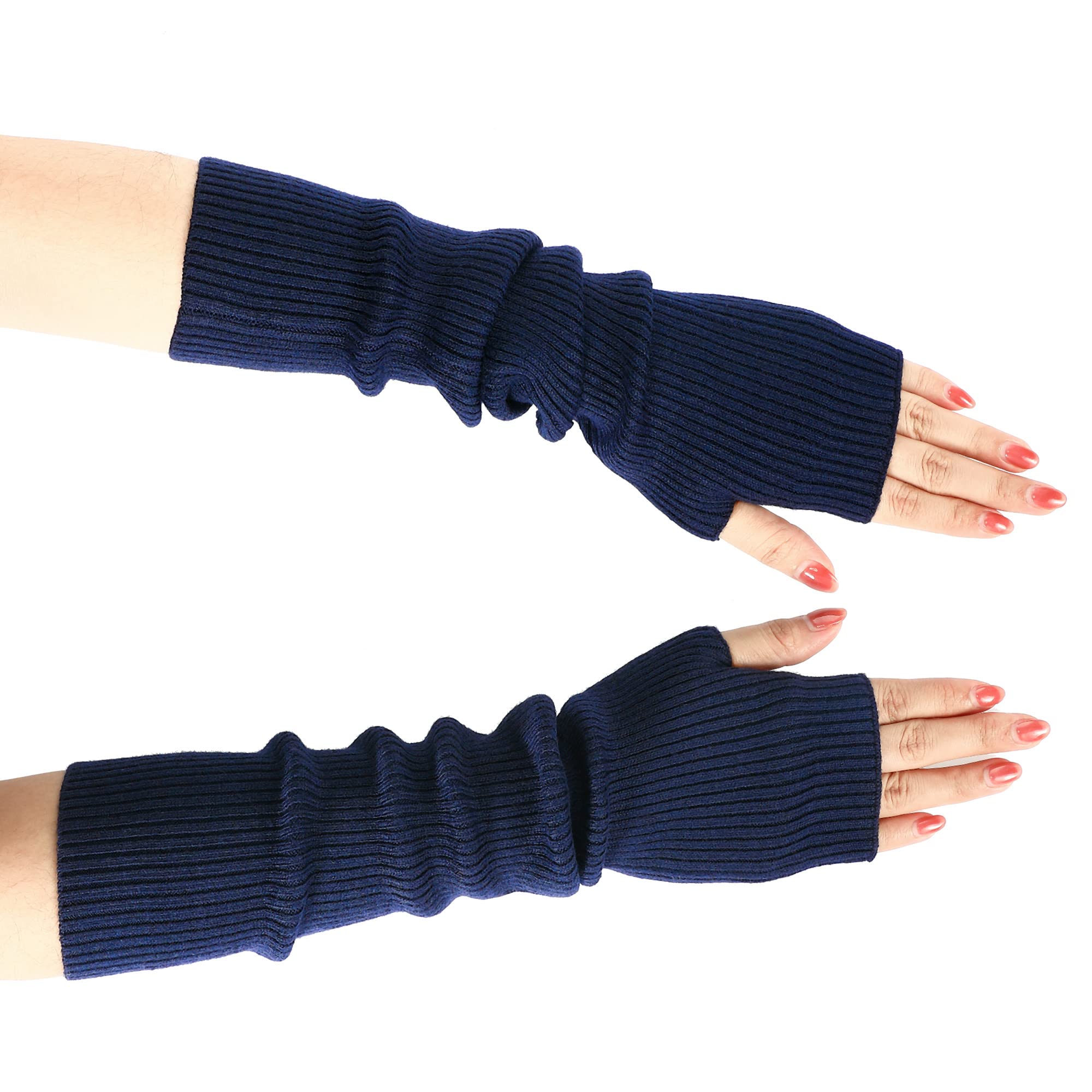 Geyogalong Fingerless Gloves Arm Warmers Elbow Length Winter