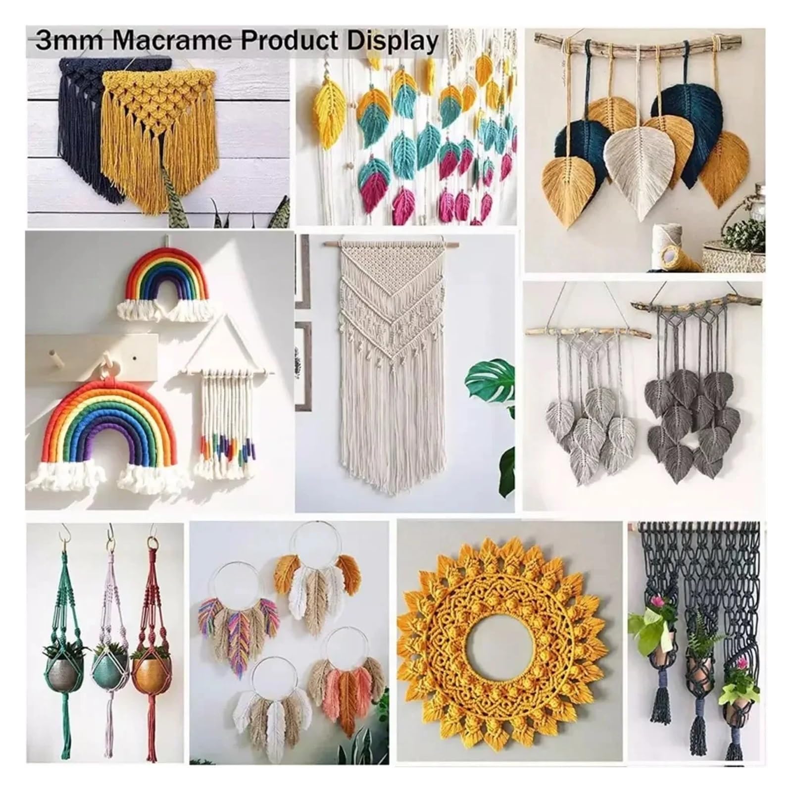Lina konopna pleciona, 3 mm 100% bawełniany sznurek, kolorowy, ręcznie robiony, skręcany do makramy, dekoracja domu, wesele, opakowanie foliowe 100 m(07 Macaroon Coffee)
