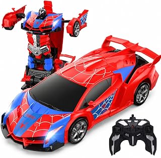 DEERC Spider Transforming RC Car for Boys, 2.4GHz Remote Control Robot Toy