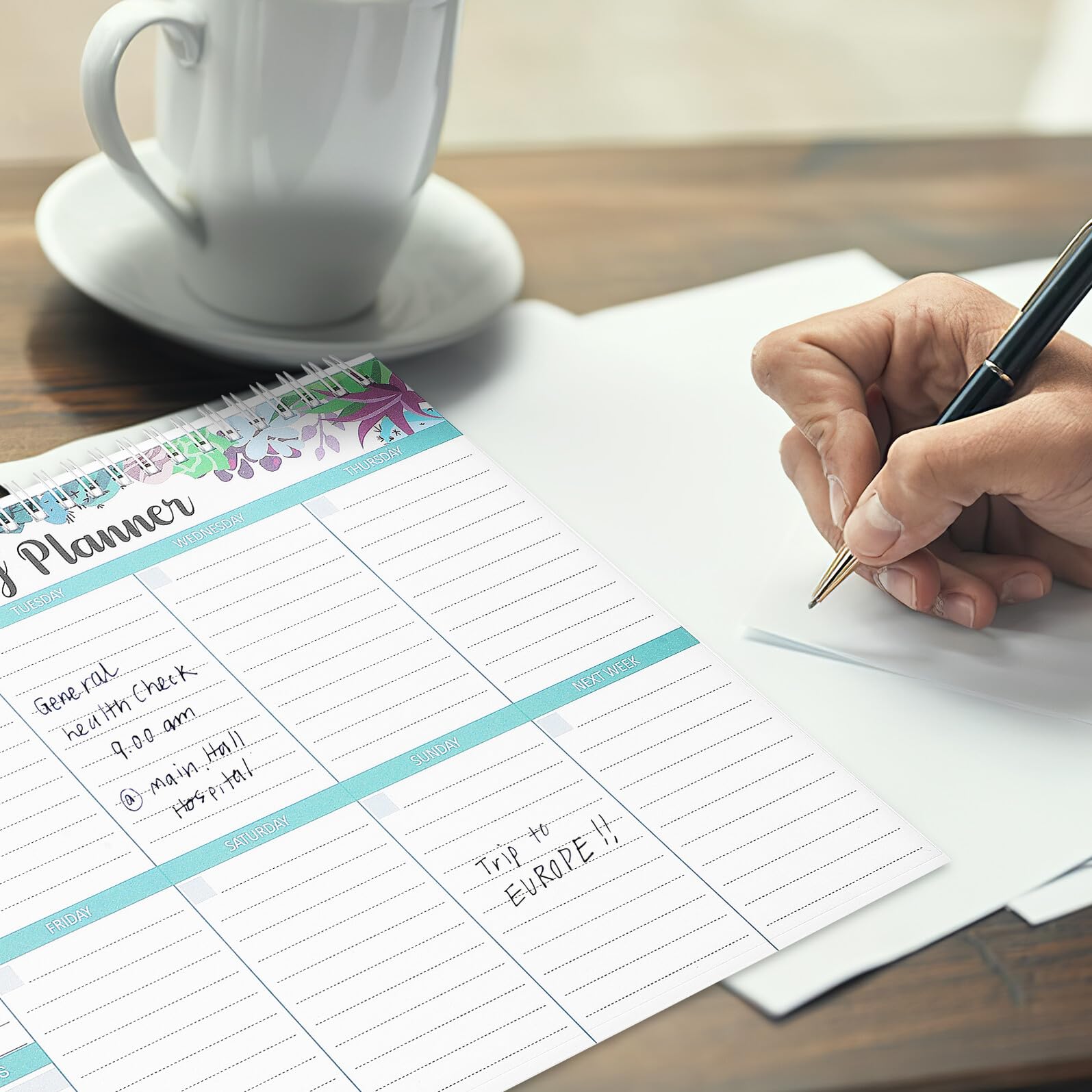 DOITOOL 4 Pezzi Planner Settimanale Scrivania con Rilegatura Spirale Blocco Note Organizzatore Settimanale per Studenti Insegnanti e Ufficio Carta Selezionata Resistente Design Elegante