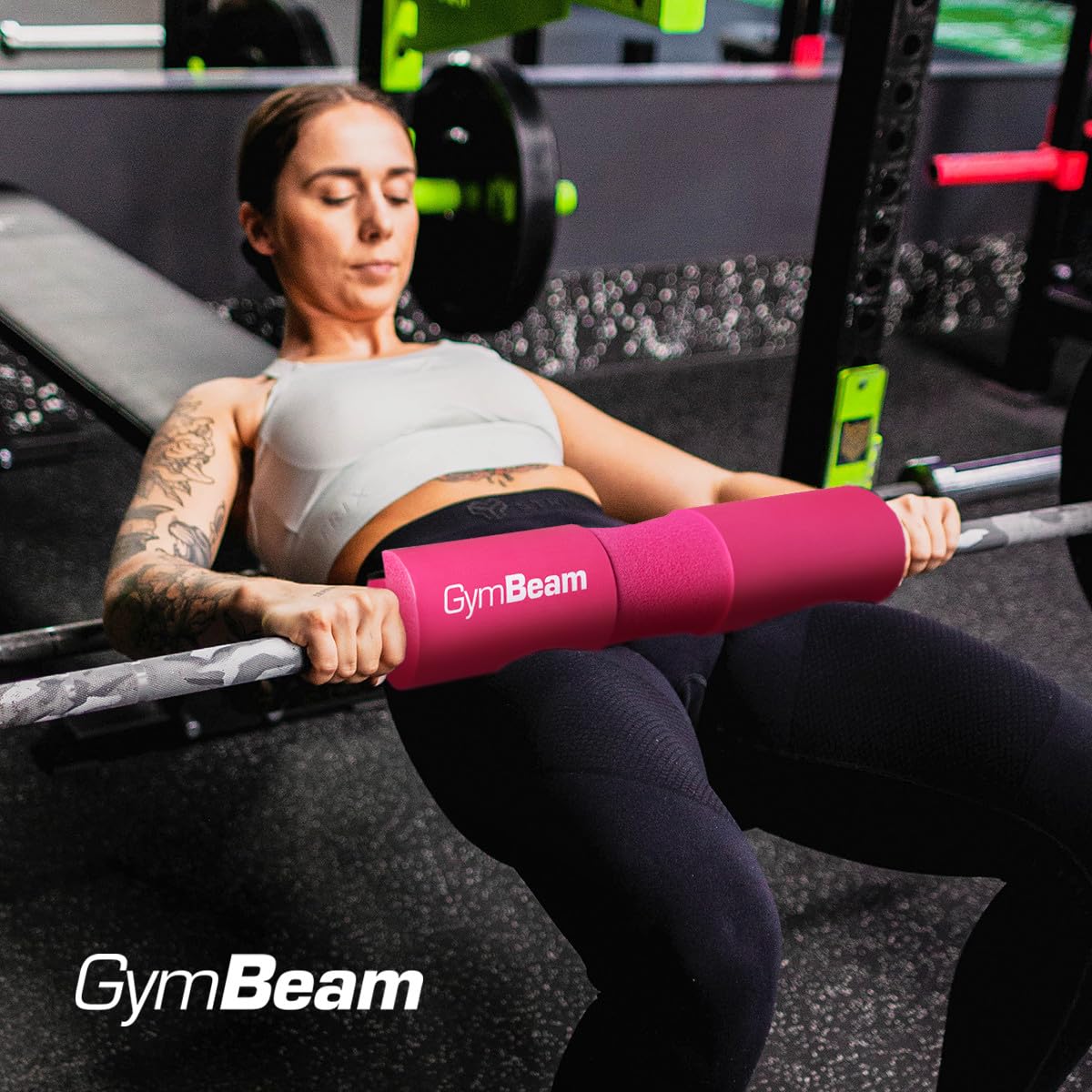 GymBeam Cuscinetto per Bilanciere da Donna, Colore Rosa, Barbell Pad in Gomma Nitrilica, Ideale per Squat con Bilanciere, Allevia la Pressione sul Tratto Cervicale