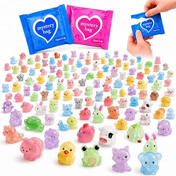 50 Glow in the Dark Resin Animals Mystery Box Blind Bags, Mini Resin Animals Figures Surprise Toys, Tiny Miniature Animal Figurines Collectible Set for Kids DIY Fairy Garden Decor Party Favors