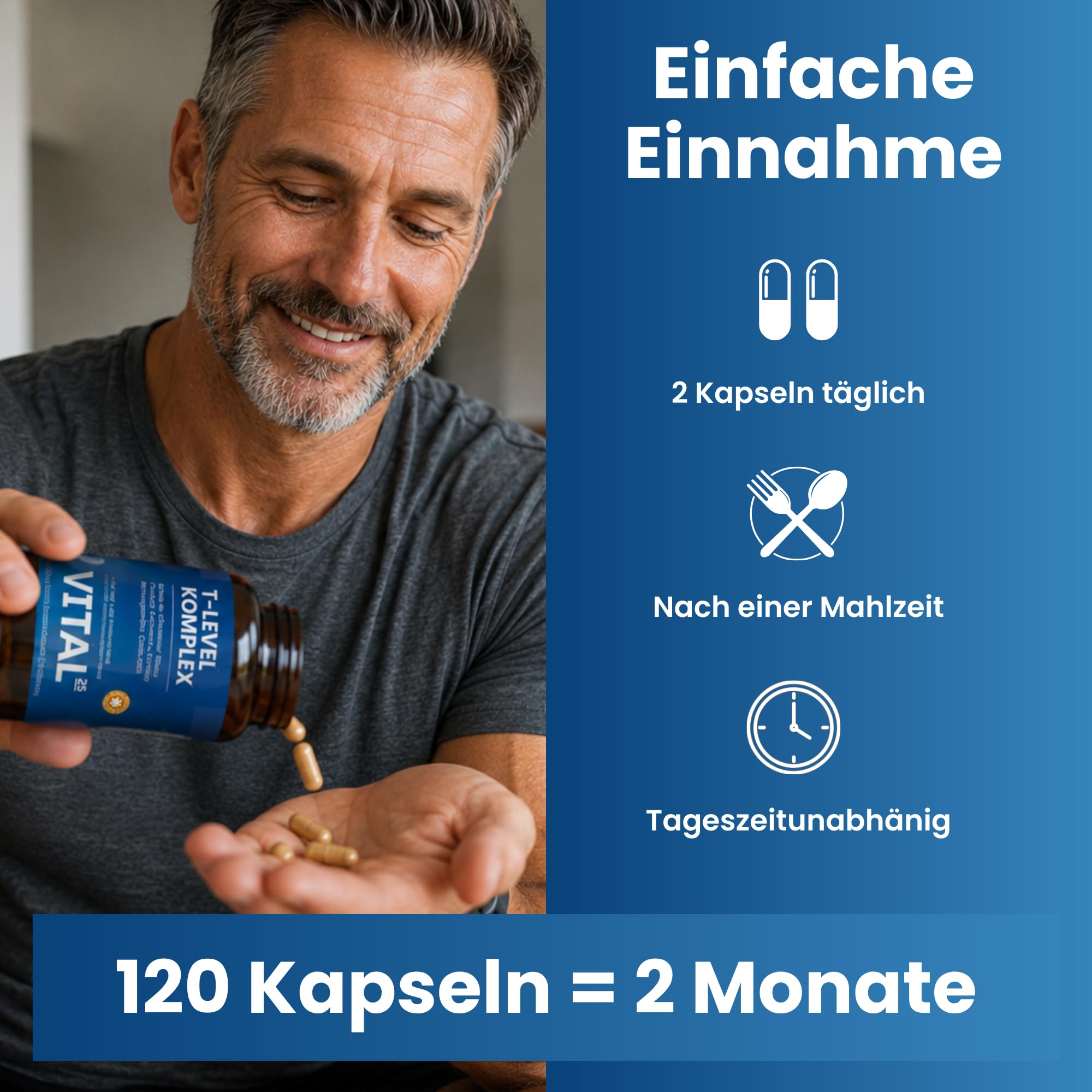 T-Level Testosteron¹ Kapseln mit Shilajit, Ashwagandha KSM-66®, Maca schwarz, Bockshornklee, Tribulus, Cordyceps, Bor, Vitamin D, Aminos - 360 Kapseln für 6 Monate