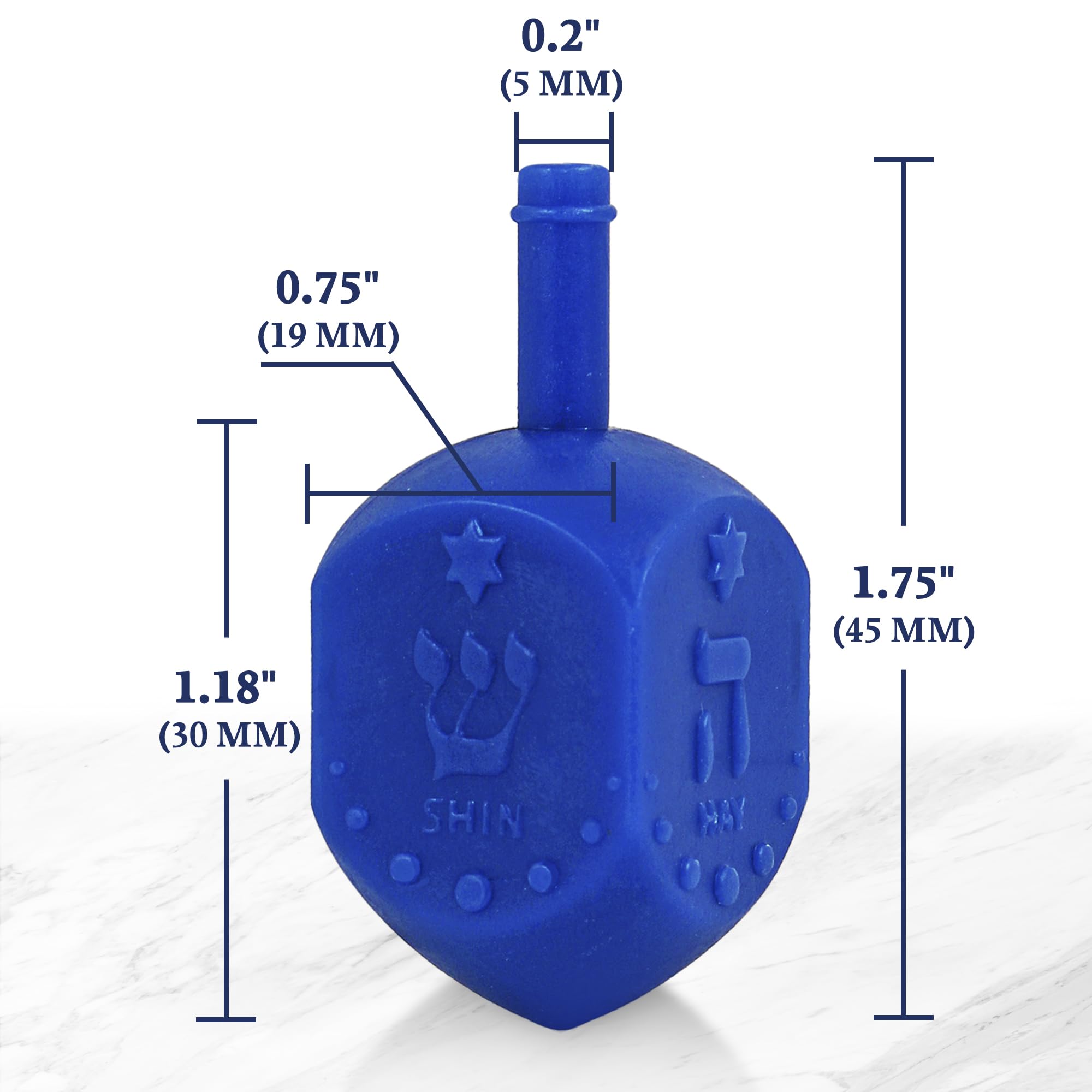 Zion Judaica Hanukkah Dreidels Multi Blue, White Medium Size Dridels Bulk Plastic Drydlech Hebrew Letters and English Transliteration Includes Traditional Chanukah Game Guide Ziplock Bag Hanuka Fun