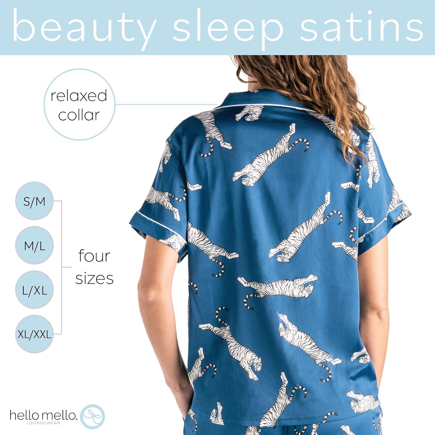 Hello Mello Pajama Top Satin Pajamas Short Sleeve Button-Down Silky Shirt for Women, Girl - Image 4