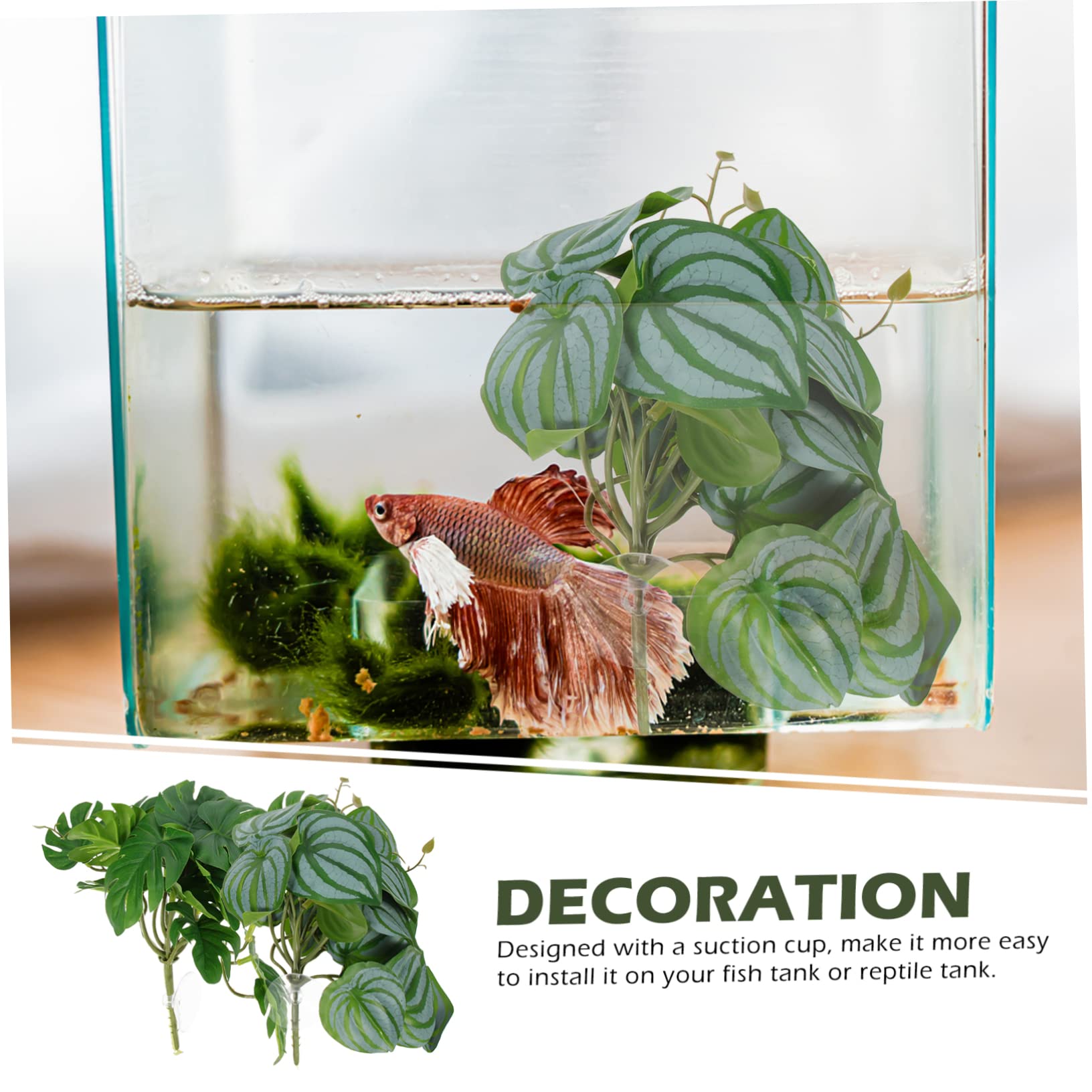 BESPORTBLE 10piezas Plantas Artificiales Decorativas para Terrario y Acuario Simuladas para Reptiles Fácil Instalación Ventosas Decoración De Hábitat para Tortugas y Peces