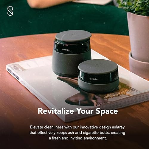 Miniatura 7 de Session Cenicero Goods, bandeja de cenizas reemplazable con tapa de silicona, cenicero para exteriores fabricado con material de vidrio de
