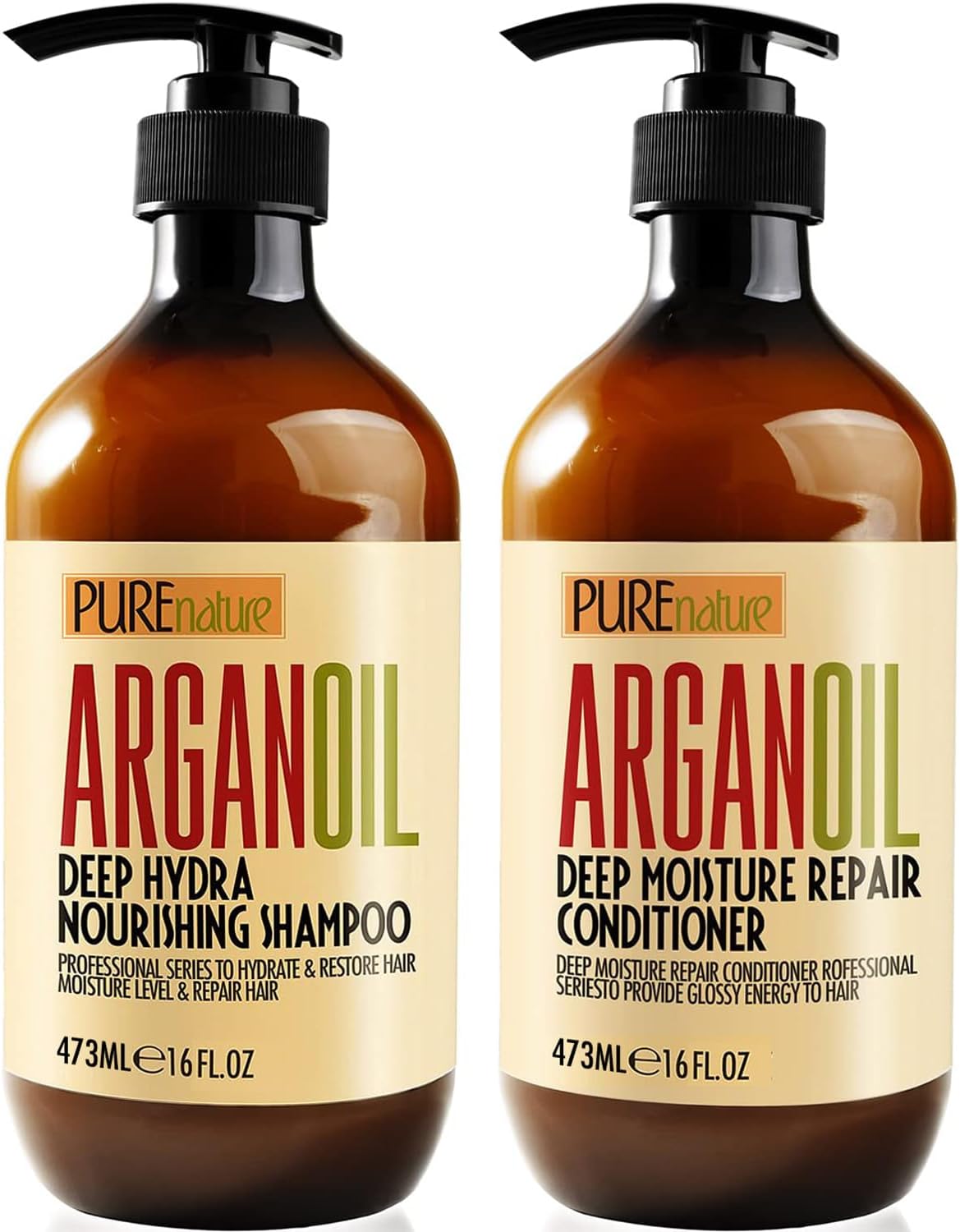 Moroccan Argan Oil Shampoo and Conditioner SLS Sulfate Free Organic Gift Set - Best for Damaged, Dry, Curly or Frizzy Hair - Thickening for Fine / Thin Hair, Safe for Color and Keratin Treated Hair