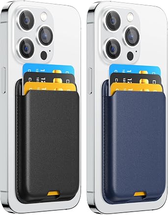 Magnetic Wallet Card Holder intended for Apple iPhone with Magsafe, Wallet for iPhone 17 16 15 14 13 12 Pro Max Air Plus Mini Series, Mag 3 Safe Wallet Stick on for Phone Case, Black Blue