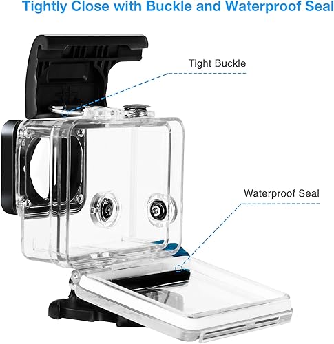 Miniatura 9 de MiPremium Carcasa impermeable para GoPro Hero 4 y 3+ protección subacuática, accesorios de montaje de jaula con tornillo de aluminio y hebilla de