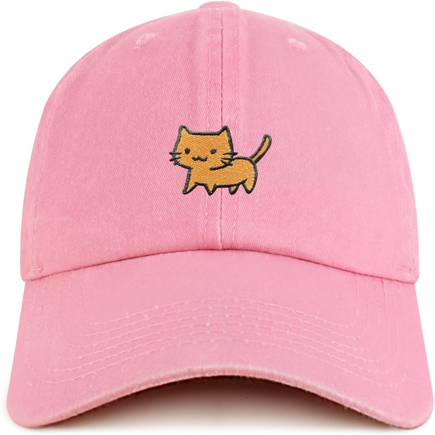 Trendy Apparel Shop Little Kitty Cat Embroidered Pigment Dyed Cotton Baseball Cap