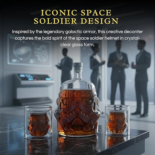 Miniatura 3 de Juego de decantador creativo de Stormtrooper para whisky con botella y 2 copas de vino 150ml para licor, bourbon, whisky escocés, vodka, regalo del
