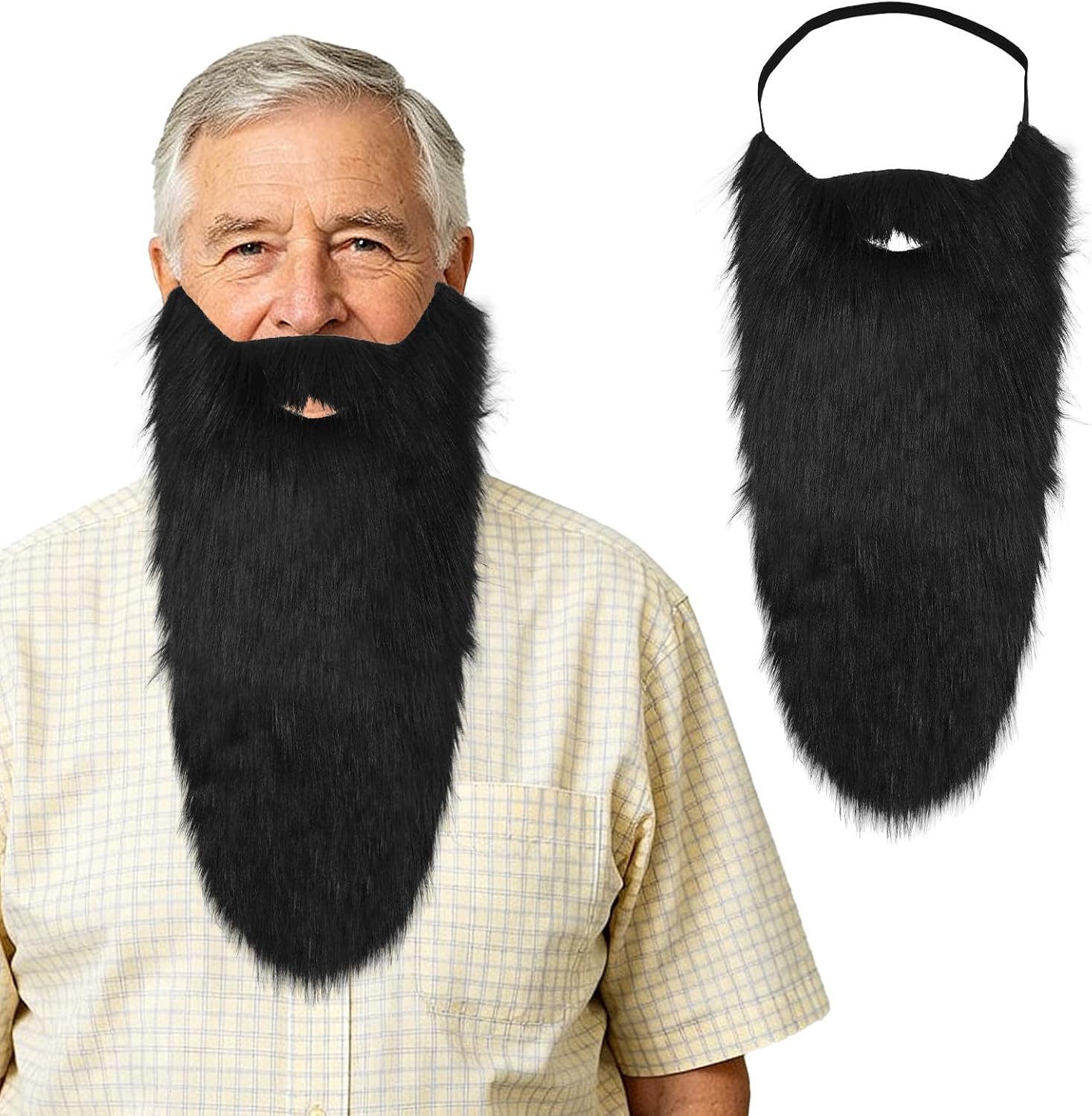 Long Costume Beard for Men, Fake Hillbilly Dwarf Prospector Gnome Beard for Halloween & Cosplay