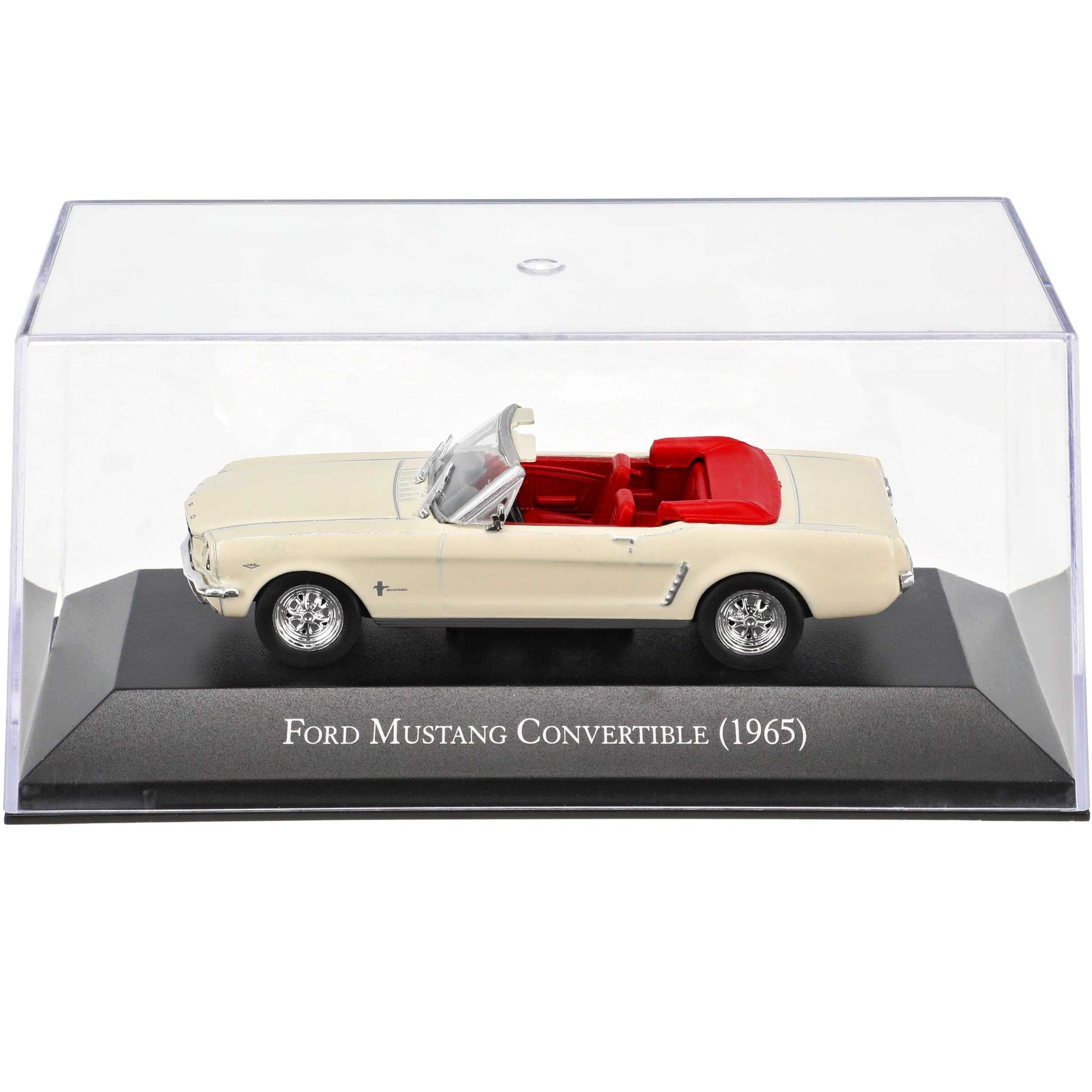 Ixo Defekte Vitrine Ford Mustang I Cabrio Cream Beige 1964-1966 mit Sockel und Vitrine 1/43 Modell Auto