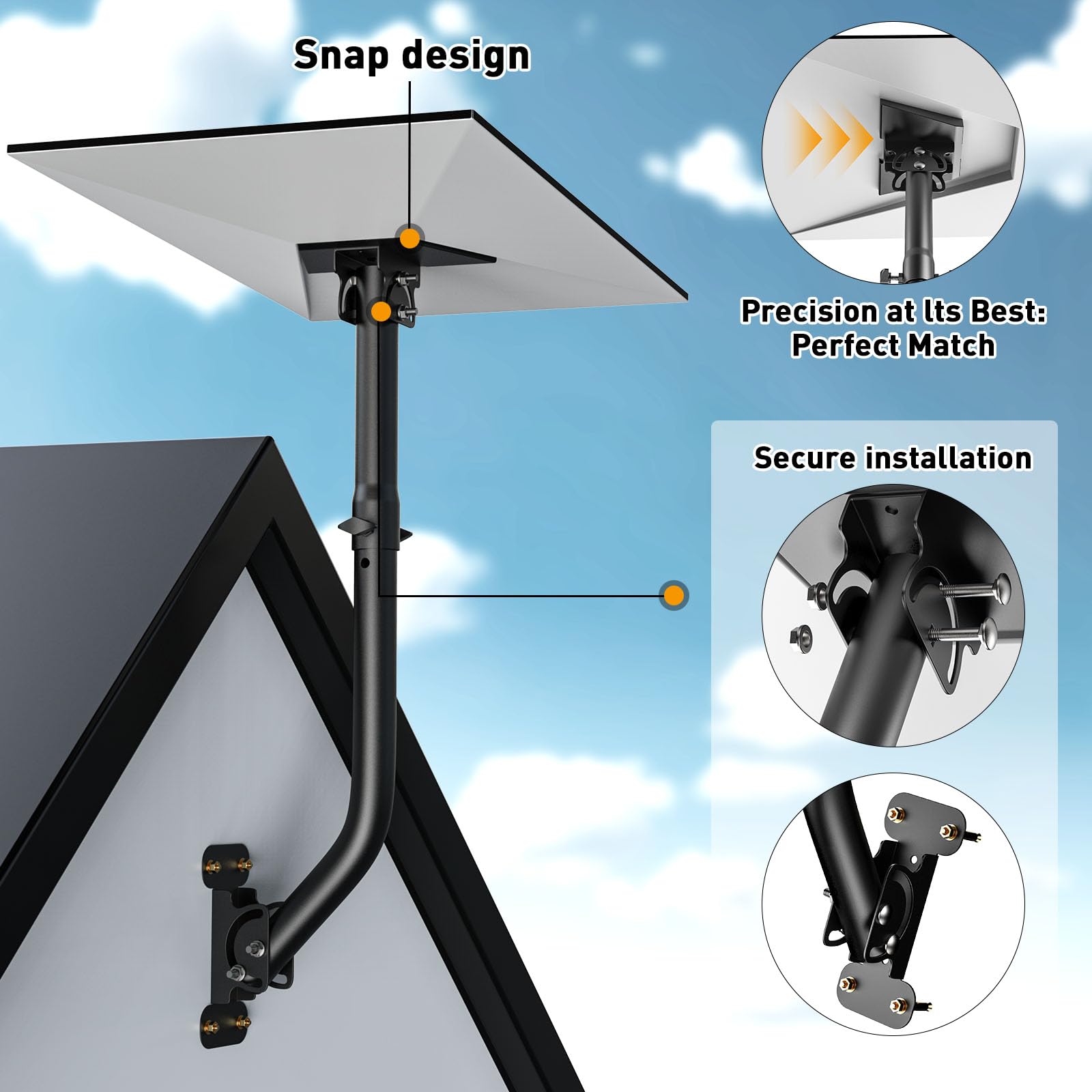 Starlink Gen 3 Mount 360°, Allongement Réglable Starlink kit de Montage Compatible avec Parabole Standard V3 Starlink, Support Mural/Support de Toit pour kit Internet Starlink Satellite