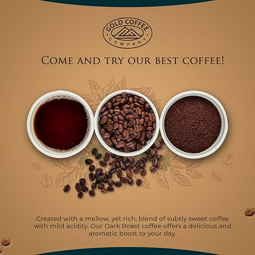 Miniatura 4 de Gold Coffee Dark Roast café de grano entero, 1 libra (paquete de 4) - Café instantáneo tostado a la perfección, granos de café tostado oscuro, rico