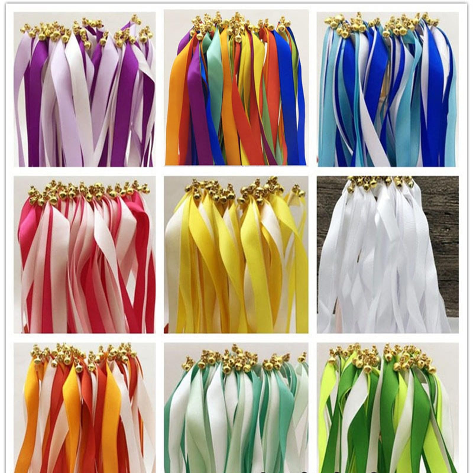 50 Stück Wedding Wands mit Glocke, Zauberstäbe Luftschlangen, Gelb | Seide Fee Stick, Band mit Holzstäbchen Werden, Ribbon Wedding Wands Stick, Hochzeit, Partys, Geburtstage, Urlaub Feiern